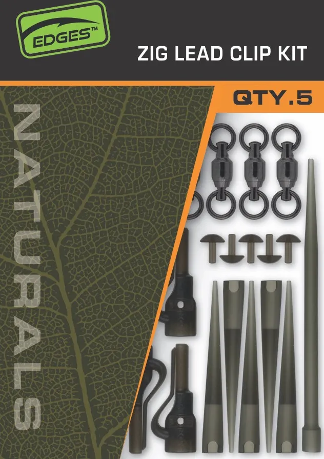 Fox Edges Naturals Zig Lead Clip Kit 5pcs Trans Khaki