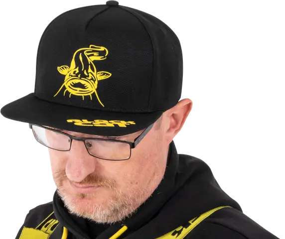 Black Cat Black Flat Peak Cap 50% Polyester / 50% Cotton