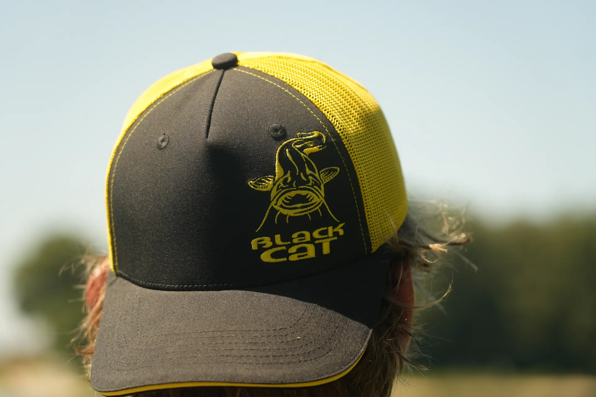 Black Cat Black and Yellow Trucker Cap