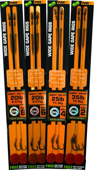 Fox Edges Wide Gape Rigs 4 25kg 2pcs Camotex Semi Stiff