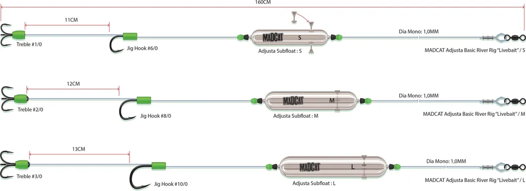 Madcat Adjusta Basic Rig 40g 2/0 + 8/0 Live Bait Rig