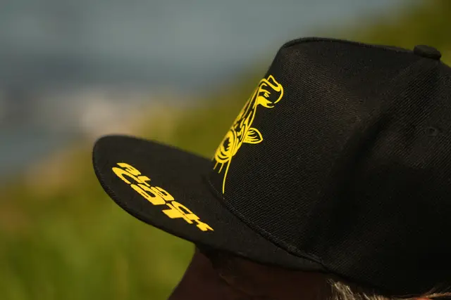 Black Cat Black Flat Peak Cap 50% Polyester / 50% Cotton