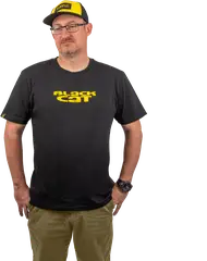 Black Cat Logo Black T-Shirt Small