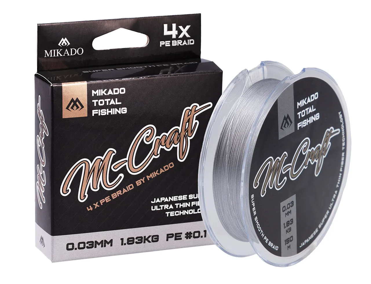 Mikado M-Craft Braid - 0.08mm, 4.51kg, 150m, Steel Gray, 1 spool