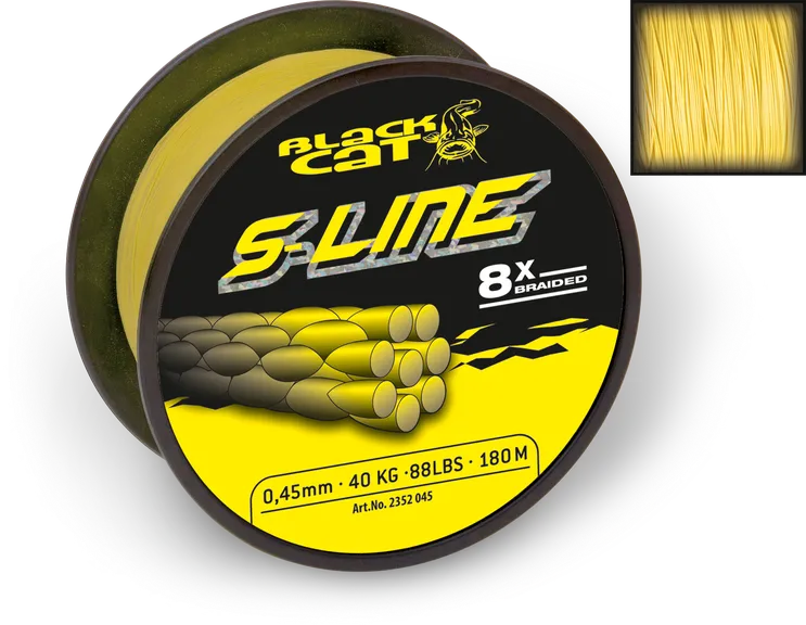 Black Cat S-Line Braided Line 0.38mm 250m 40kg Yellow