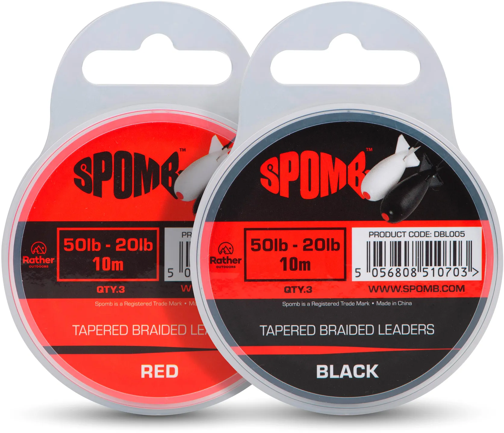Spomb Tapered Braided Leaders 9–22.7kg 0.20–0.38mm 10m Red