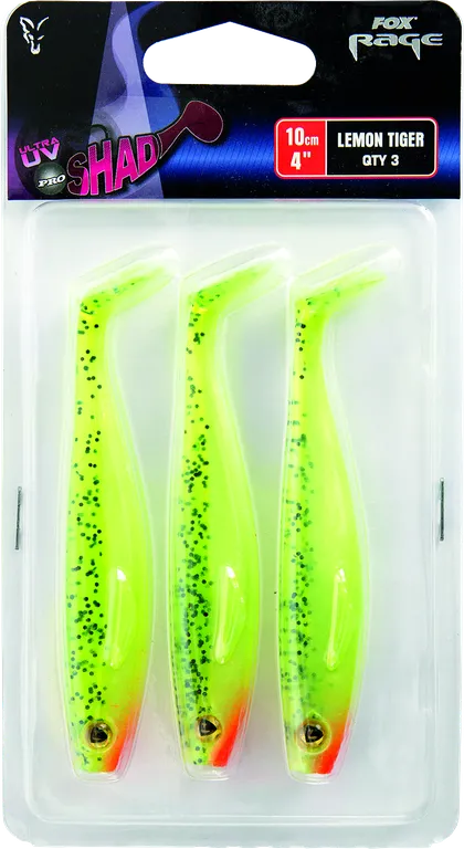 Fox Rage Pro Shad Single Colour Packs 14cm UV Lemontiger