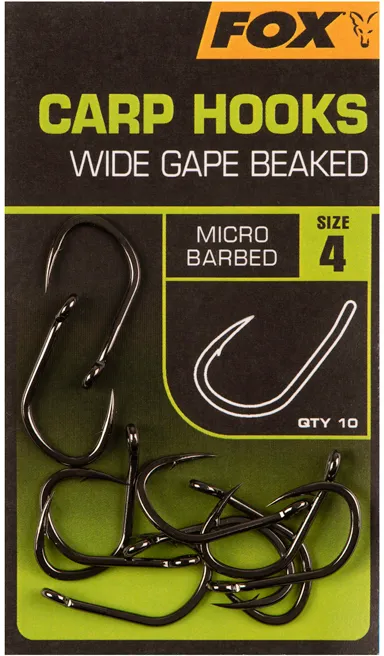 Fox Wide Gape Beaked Carp Hooks 4 Micro barbed
