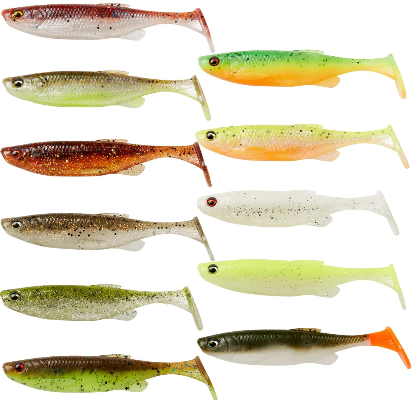 Savage Gear Fat Minnow T-Tail Softbaits 5pcs 13cm 20g Clear Water Mix