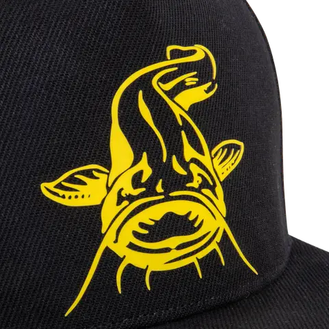 Black Cat Black Flat Peak Cap 50% Polyester / 50% Cotton