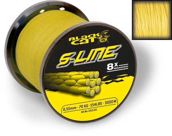 Black Cat S-Line Geflochtene Schnur 0.38mm 3000m 40kg Yellow