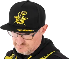 Black Cat Black Flat Peak Cap 50% Polyester / 50% Cotton