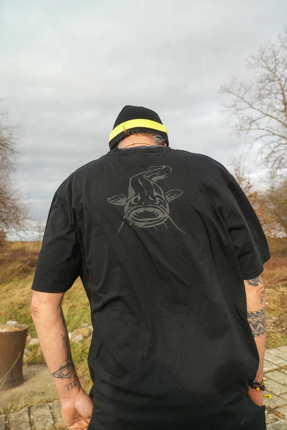 Black Cat Logo Black T-Shirt Medium