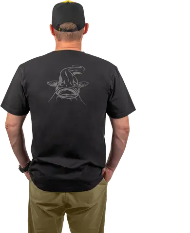 Black Cat Logo Black T-Shirt 100% Cotton XXXL