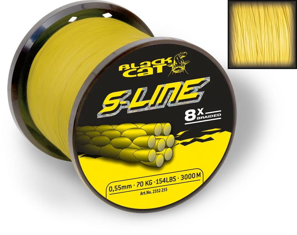 Black Cat S-Line Braided Line 0.42mm 3000m 45kg yellow