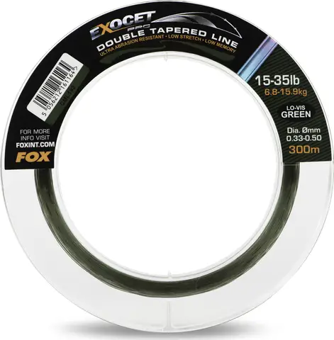 Fox Exocet Pro Double Tapered Line 0.33–0.50mm 300m 15–35kg Low Vis Green