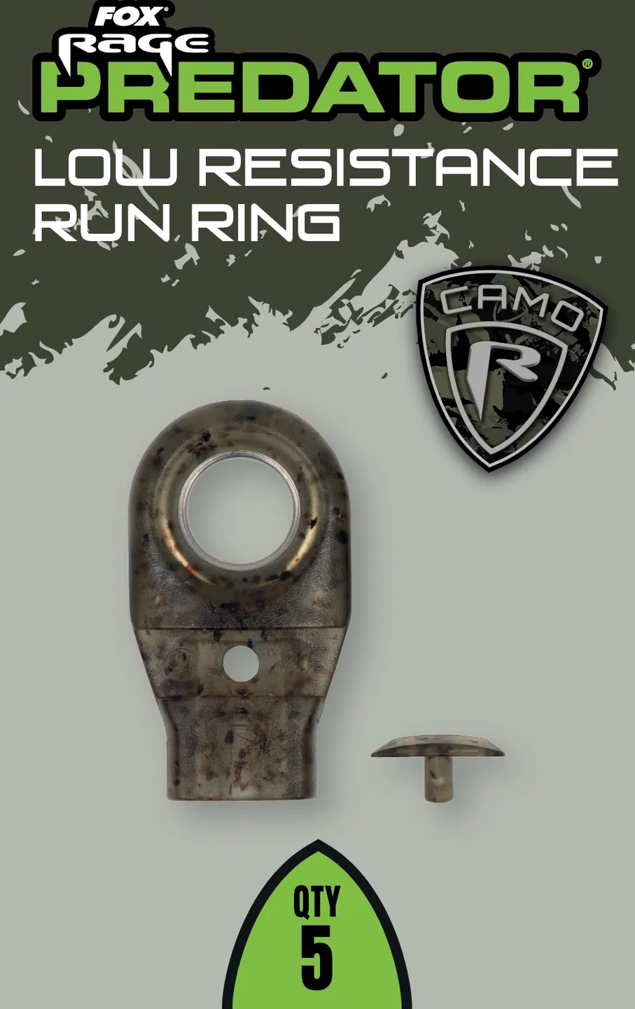 Fox Rage Predator Camo Low Resistance Run Ring 5 Stainless Steel