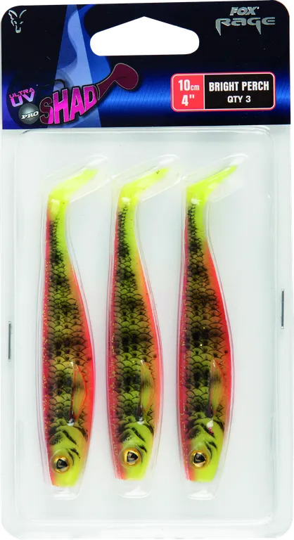 Fox Rage Pro Shad Single Colour Packs 10cm Ultra UV Perch