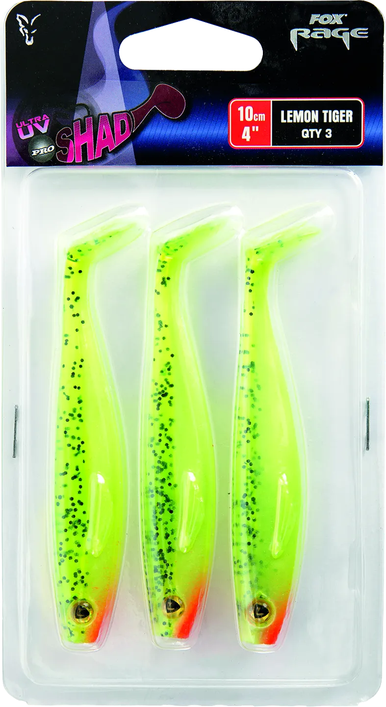 Fox Rage Pro Shad Single Colour Packs 18cm UV Lemontiger