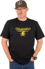 Black Cat Distressed Logo Black Tee M