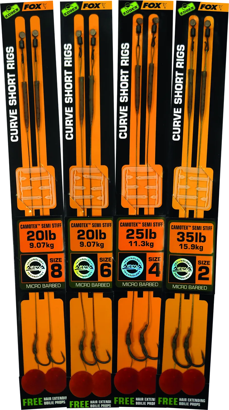 Fox EDGES Curve Short Rigs Size 8 9kg 2pcs Camotex Semi Stiff