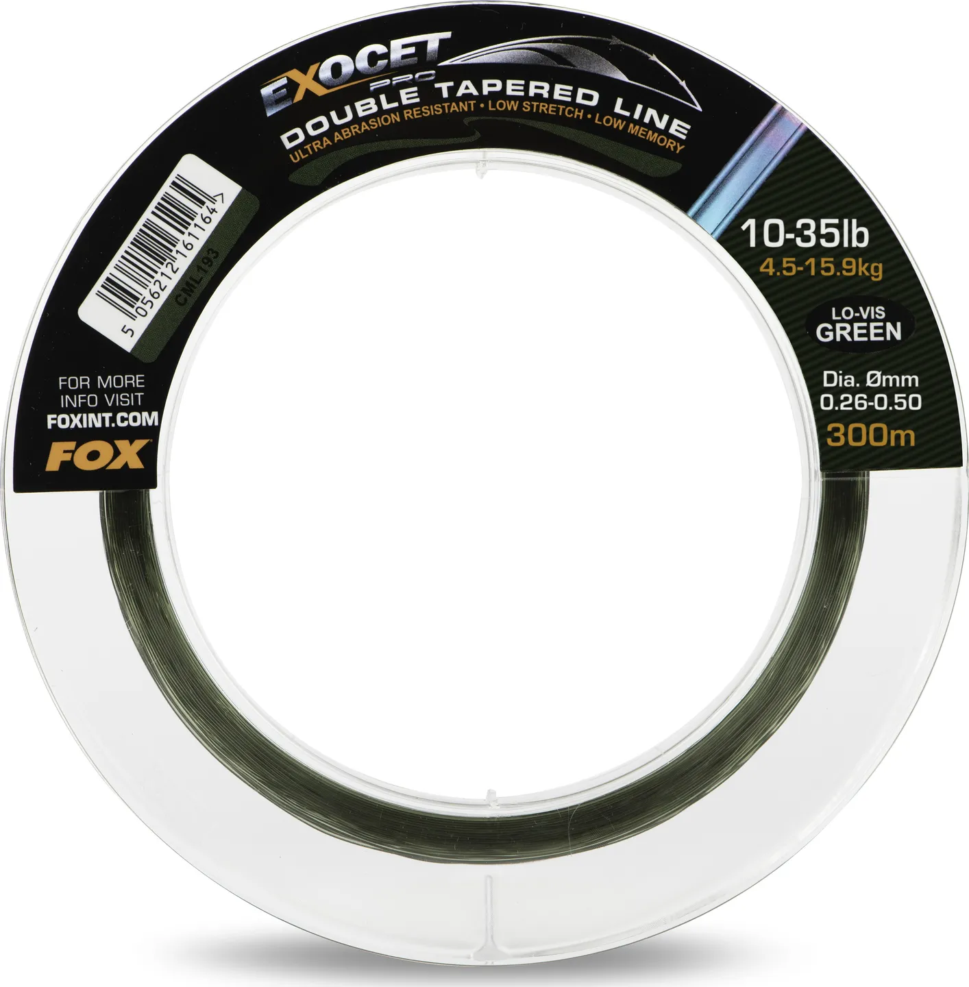 Fox Exocet Pro Double Tapered Mainline 0.26–0.50mm 300m Low Vis Green