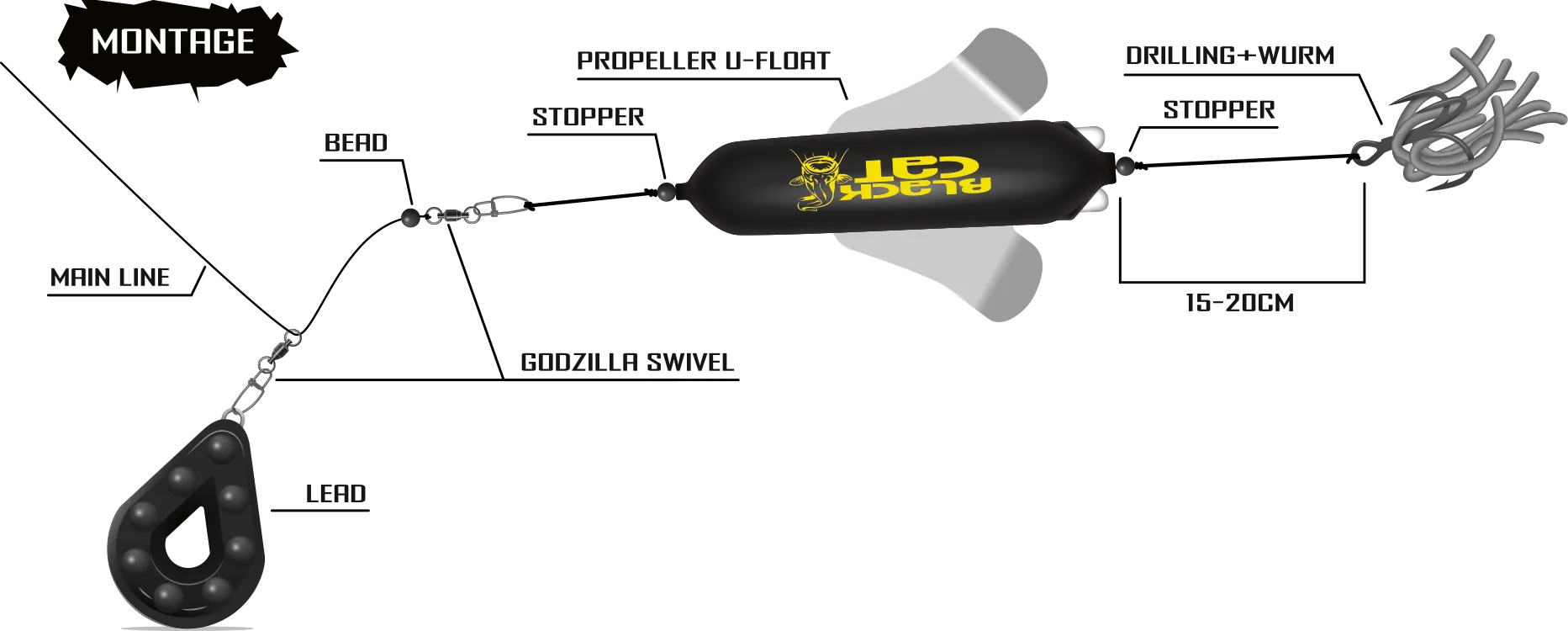 Black Cat 40g Propeller U-Float Silent Light Metal