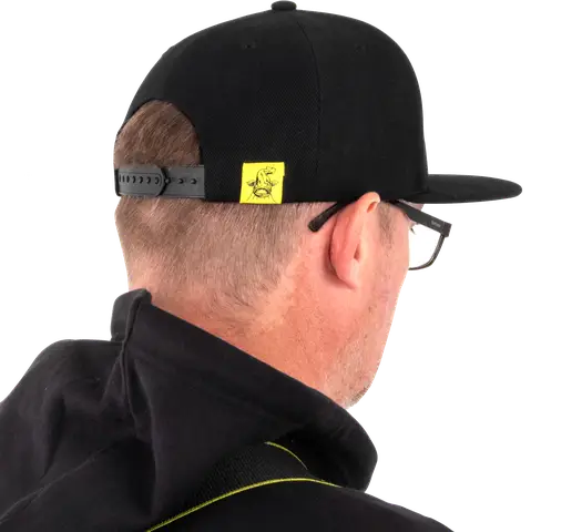 Black Cat Black Flat Peak Cap 50% Polyester / 50% Cotton