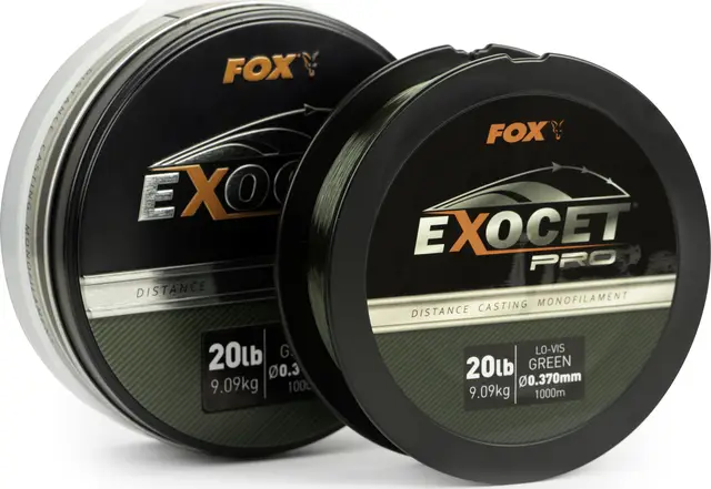 Fox Exocet Pro Monofilament Line 0.37mm 9.09kg 1000m Low Vis Green