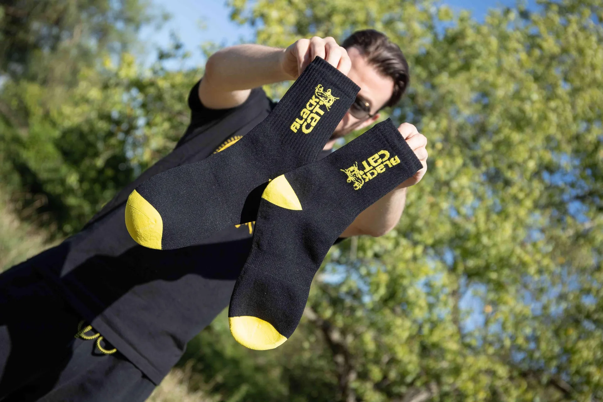 Black Cat Cat Shield Waterproof Angelsocken EU 39–43