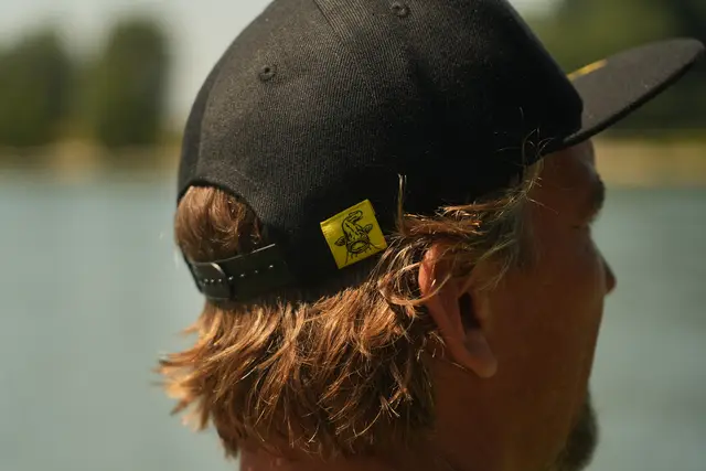 Black Cat Black Flat Peak Cap 50% Polyester / 50% Cotton