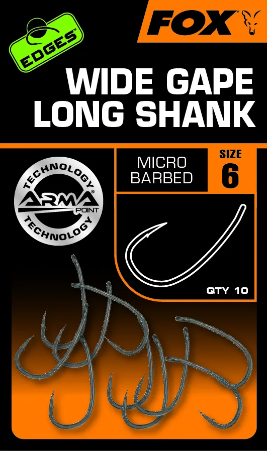 Fox Edges Wide Gape Long Shank Size 7