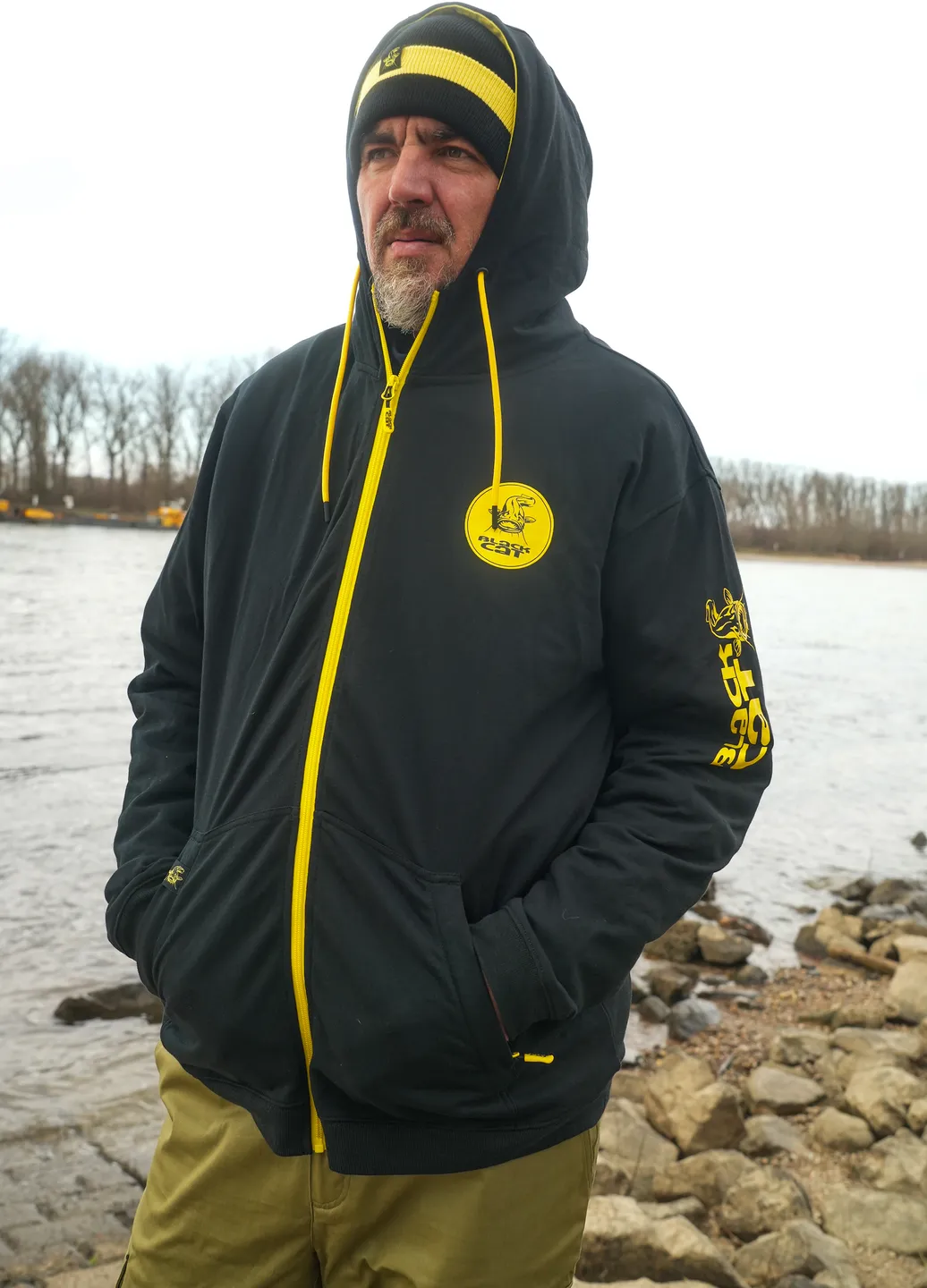 Black Cat Black Zip Hoody XXL