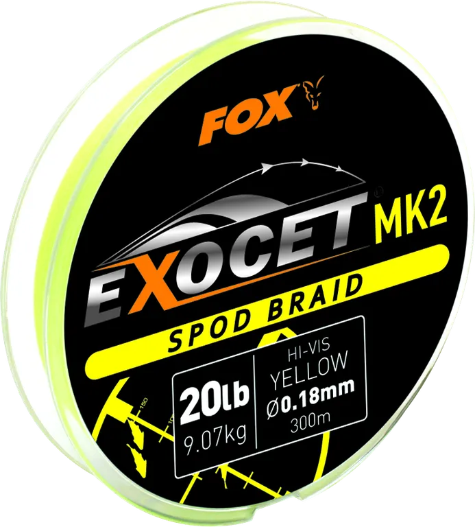 Fox Exocet MK2 Spod & Marker Braid 0.18mm 9kg 300m Yellow