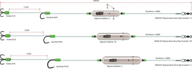 Madcat Adjusta Basic Rig 20g 1/0 + 6/0 River Rig
