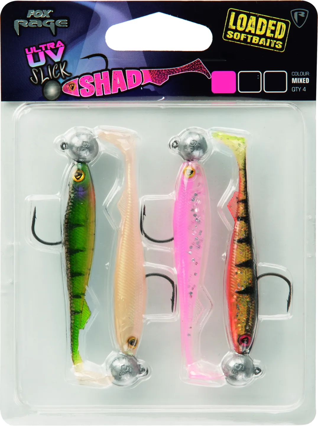 Fox Rage Ultra UV Slick Shad Loaded Lure Pack 9cm 7g 4pc