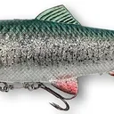 Savage Gear 4D Line Thru Pulse Tail Trout Softbaits 20cm 102g Slow Sinking Green Silver