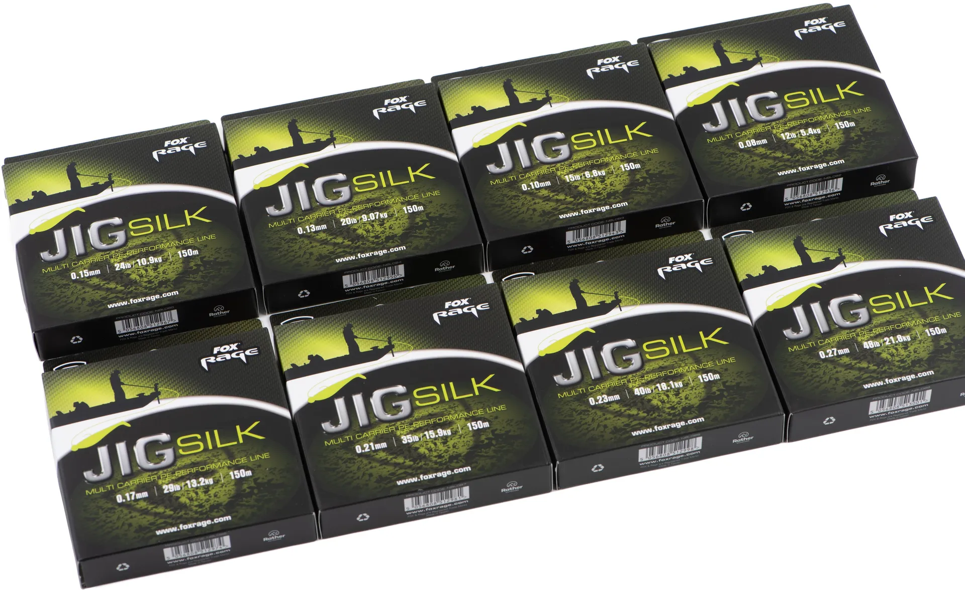 Fox Rage Jig Silk Braided Line 0.23mm 18.1kg 120m Fluro Green