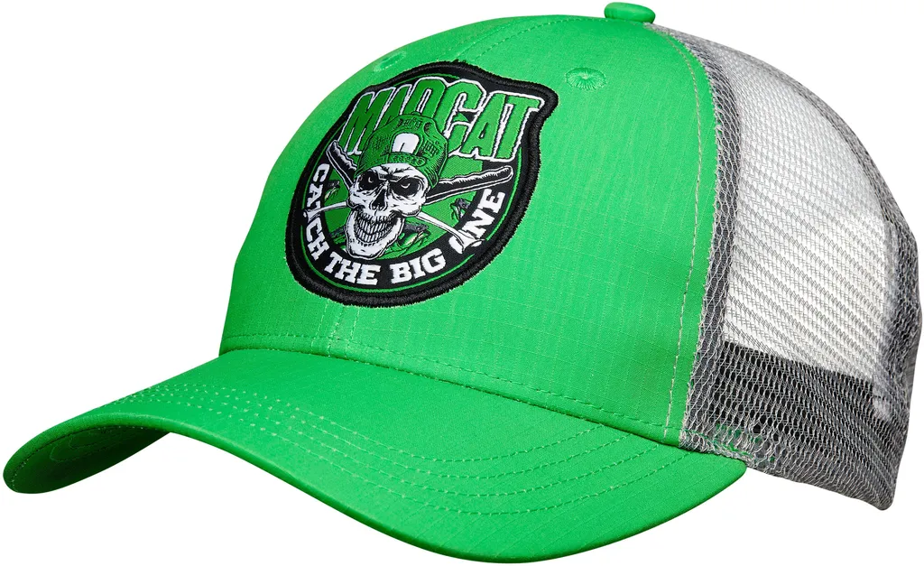 Madcat Skull Baseball Cap Black/Green One Size Fits Most Trucker