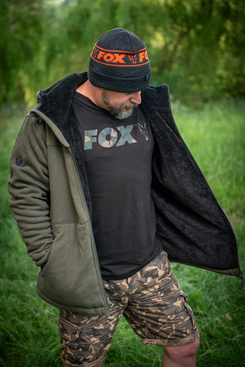 Fox Collection Sherpa Jacket L Black/Orange