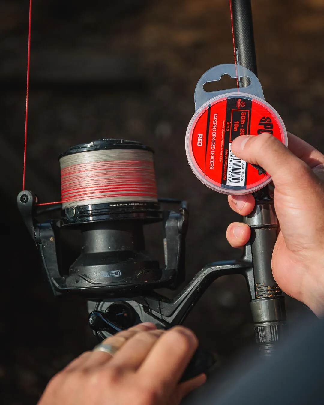 Spomb Tapered Braided Leaders 9–22.7kg 0.20–0.38mm 10m Red