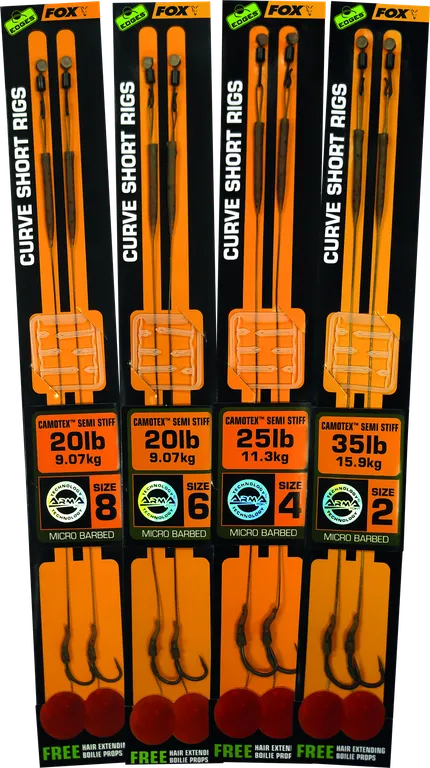 Fox EDGES Curve Short Rigs Size 8 9kg 2pcs Camotex Semi Stiff