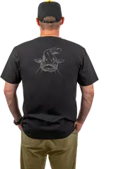 Black Cat Logo Black T-Shirt 100% Cotton 2XL