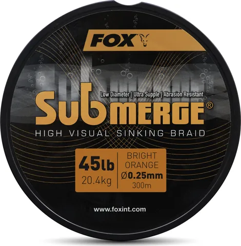 Fox Submerge Orange Sinking Braid 0.25mm 20.4kg 300m