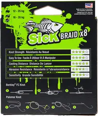 Berkley Sick Braid 150m 23.6kg 0.23mm 8 Flame Green
