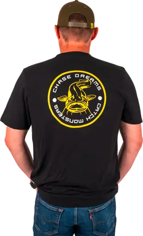 Black Cat Chase Dreams Black Tee M 100% Cotton