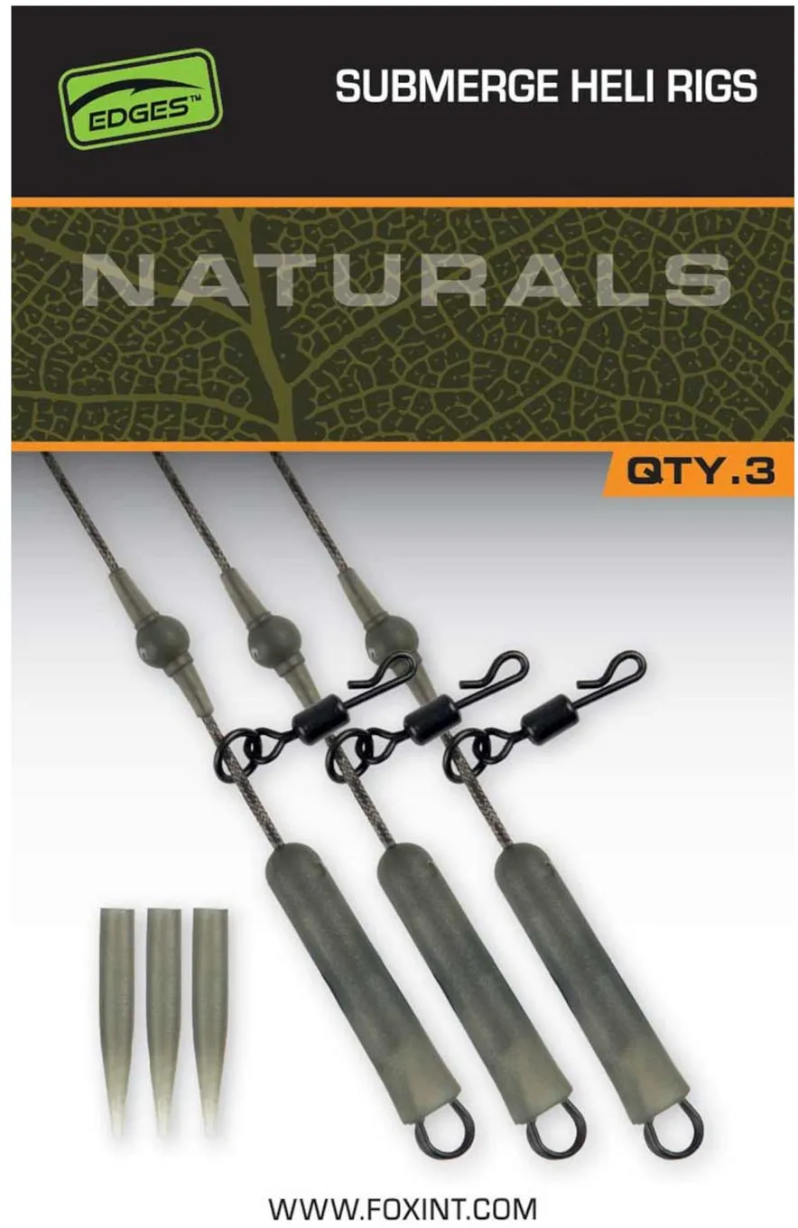 Fox EDGES Naturals Submerge Heli Rig Leaders 14kg 75cm 3pcs