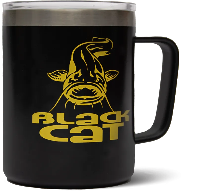 Black Cat Stainless Steel Thermal Mug 0.38l Clear Lid with Slide Opening