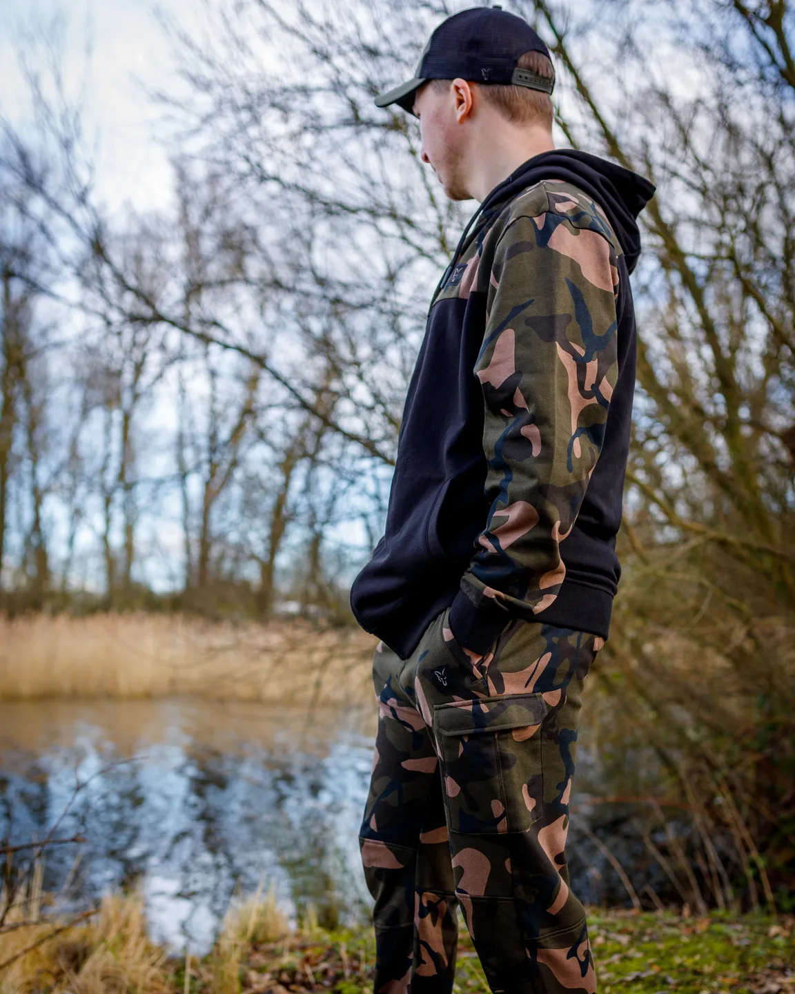 Fox LW Black/Camo Split Zip Hoody L