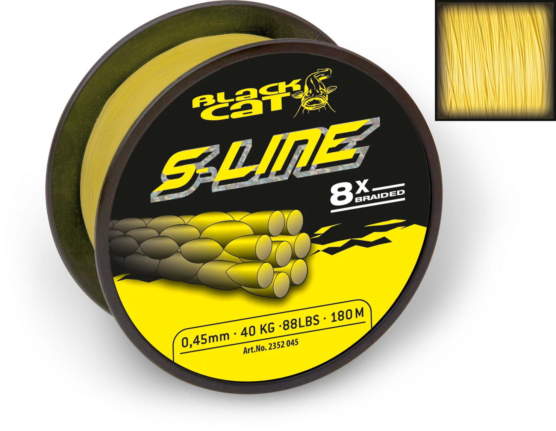 Black Cat S Line Braided Line 0.45mm 50kg 180m Yellow